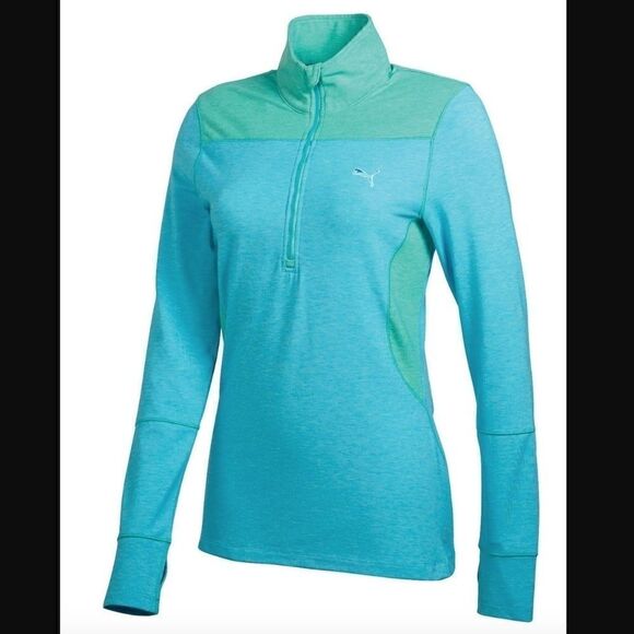 Puma Golf Jacket Dry Cell Green & Teal Golf 1/2 Zip, Size - Small - Picture 1 of 8